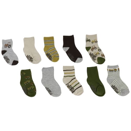 Set de 10 pares de calcetines multicolor estampados para bebé niño