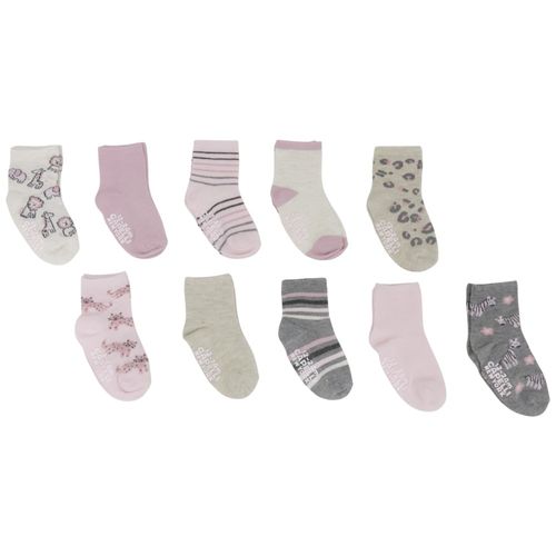 Set de 10 pares de calcetines multicolor estampados para bebé niña