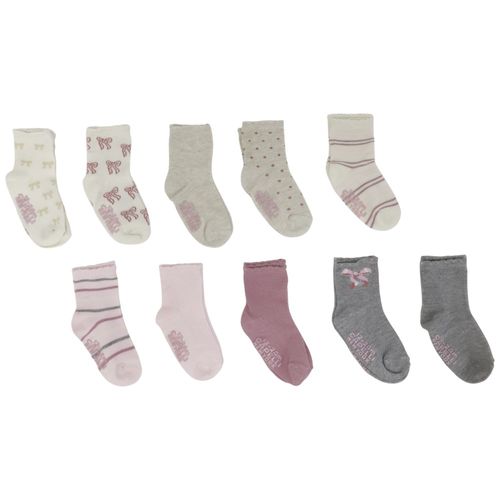 Set de 10 pares de calcetines multicolor estampados para bebé niña