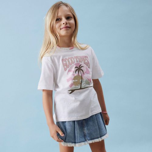 Blusa blanca estampada para niña