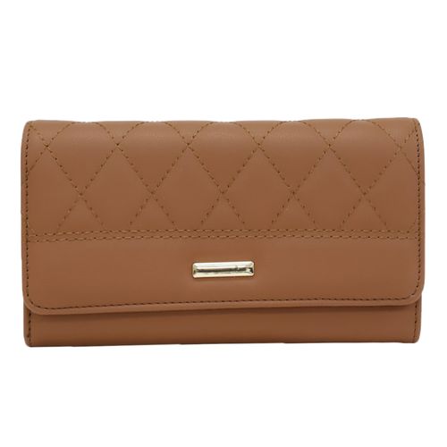 Billetera flap Couture Gems color café para mujer