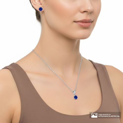 Set de aretes y collar de plata 2 mm-47 cm para mujer