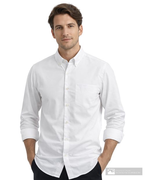 Camisa casual Gents blanca sólida para hombre
