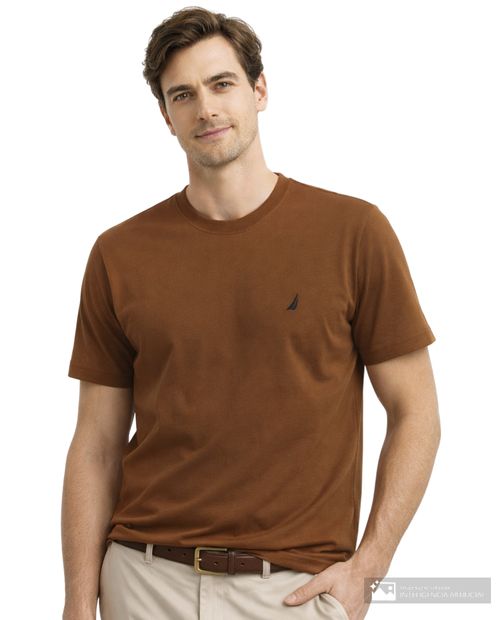 Camiseta básica Nautica café regular fit para hombre