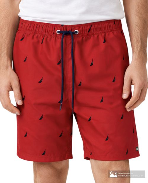 Calzoneta de baño Nautica roja mini print de la marca para hombre