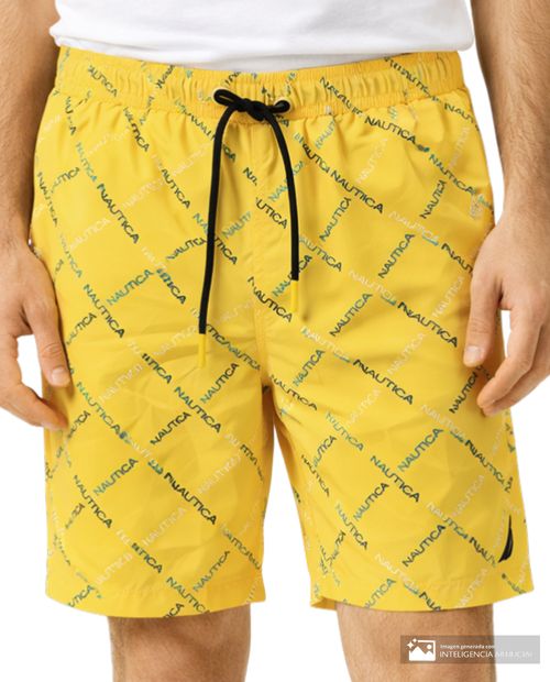 Calzoneta de baño Nautica amarilla mini print de la marca para hombre