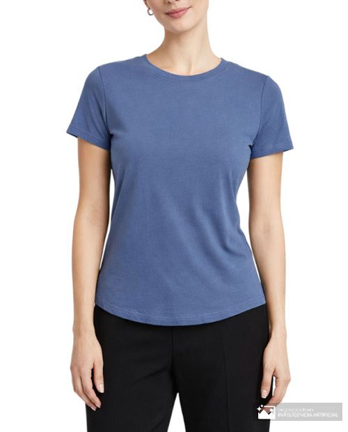 Camiseta Nicolle azul manga corta para mujer