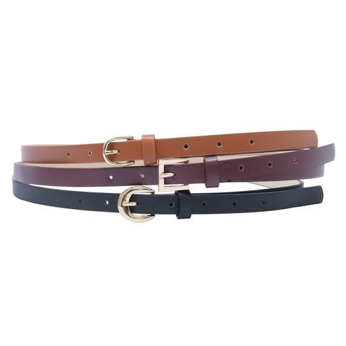 Set de 3 cinturones Twelve color negro/café/vino para mujer