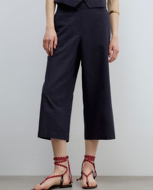 Pantalón Sfera culotte azul de cintura alta para mujer