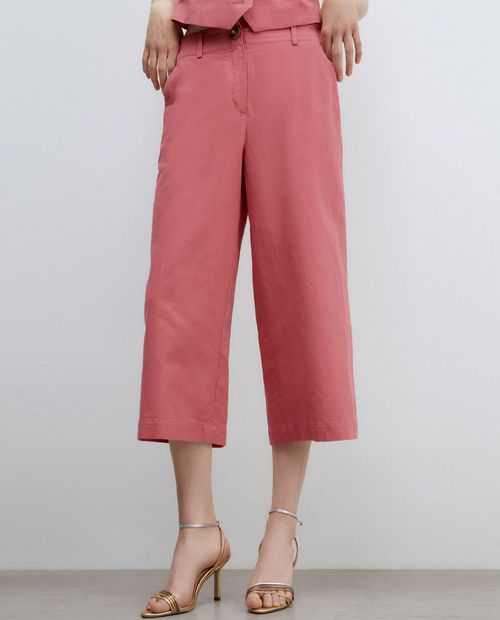 Pantalón Sfera culotte rosado de cintura alta para mujer