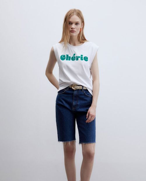 Camiseta Sfera estampada sin mangas para mujer
