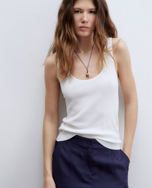 Camiseta Sfera blanca con tirantes para mujer