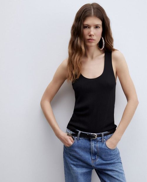 Camiseta Sfera negra con tirantes para mujer