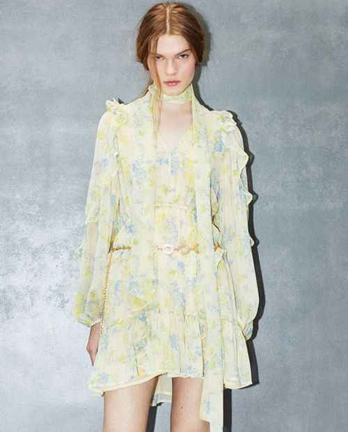 Vestido Sfera mini estampado floral de manga larga para mujer