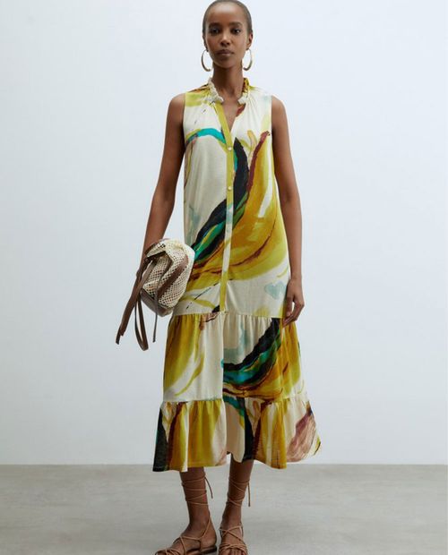 Vestido Sfera estampado sin mangas para mujer