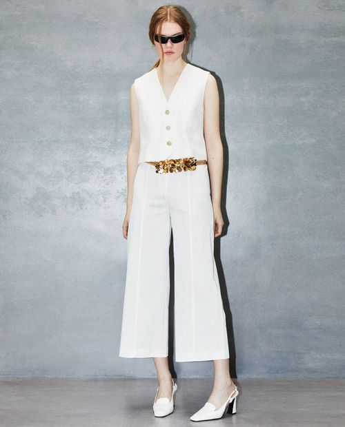 Pantalón Sfera culotte blanco sólido para mujer