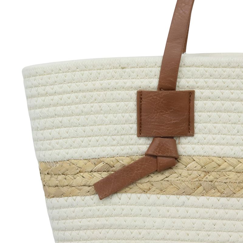 Cartera tote Sabrina beige/blanco para mujer - Siman Guatemala