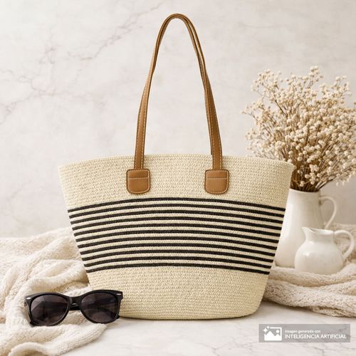 Cartera tote Sabrina beige para mujer
