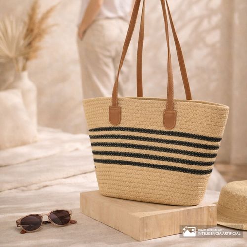 Cartera tote Sabrina café/negro para mujer