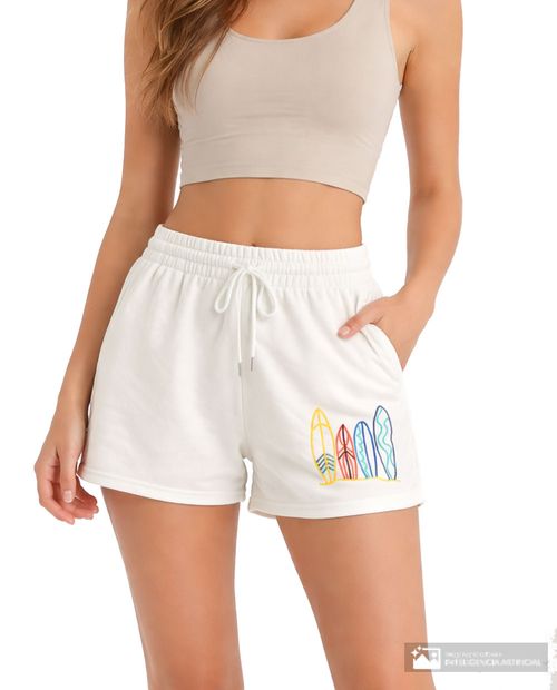 Short No Comment pull on blanco de cintura alta para mujer