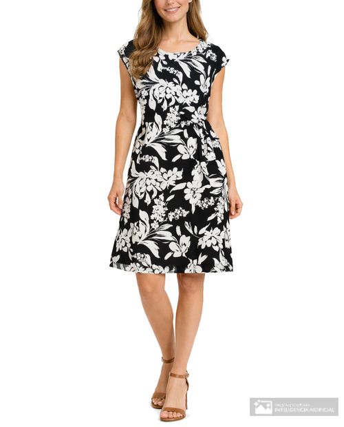 Vestido Connected Apparel formal estampado manga corta para mujer