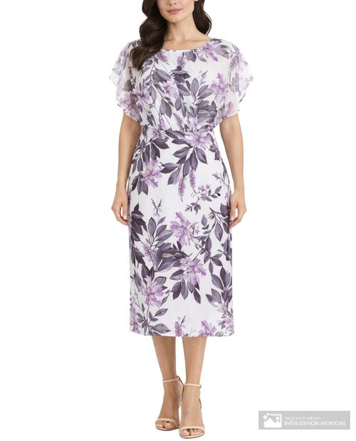 Vestido Connected Apparel midi estampado manga corta para mujer