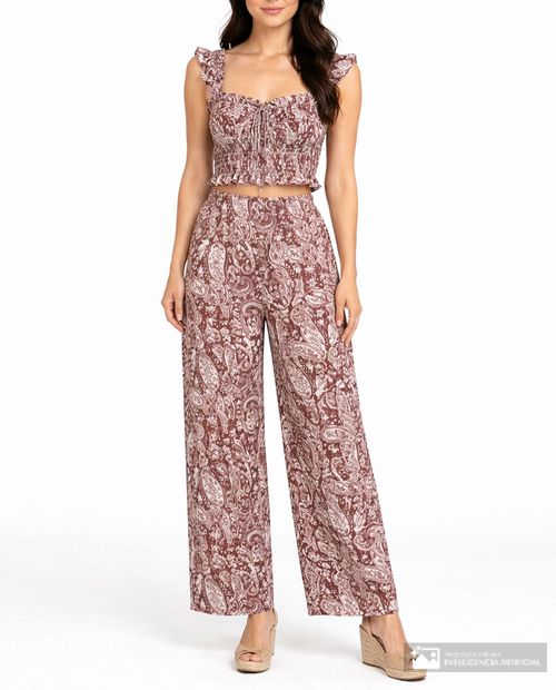 Set de blusa y pantalón Madden Girl estampado para mujer