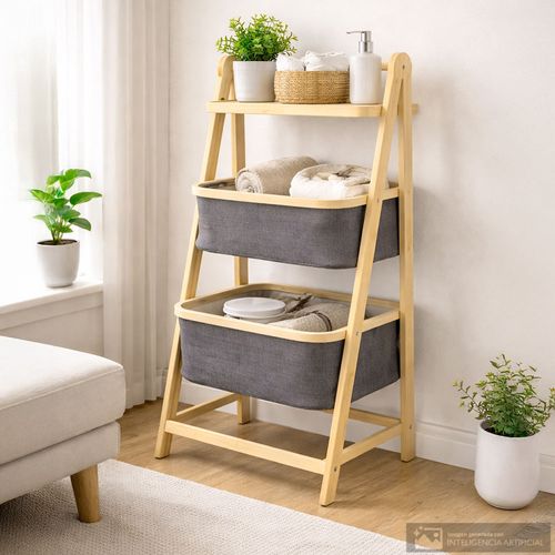Estante organizador con cestas 3 niveles 45x29x98 cm