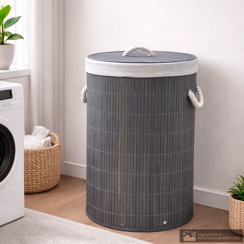 Cesta redonda de bambú para almacenamiento 35x56 cm