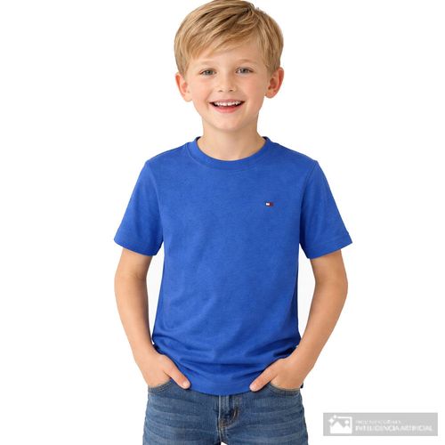 Camiseta azul sólida para niño