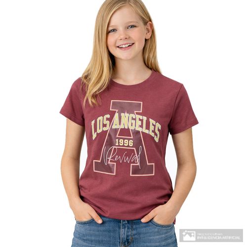 Camiseta roja estampada para niña