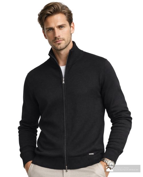 Suéter casual Puro Ego negro con cuello alto para hombre