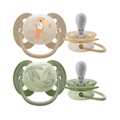Set 2 chupetes ultra soft con diseño 0-6 meses