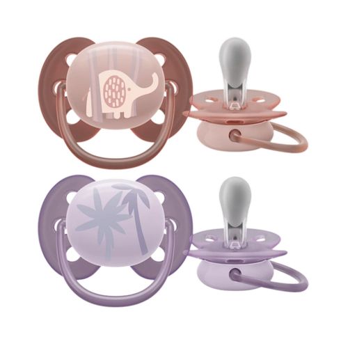 Set 2 chupetes ultra soft con diseño 0-6 meses