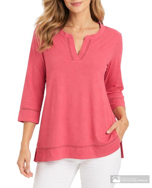 Blusa Nicolle túnica rosada manga 3/4 para mujer
