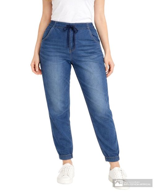 Pantalón YMI jogger azul de cintura alta para mujer