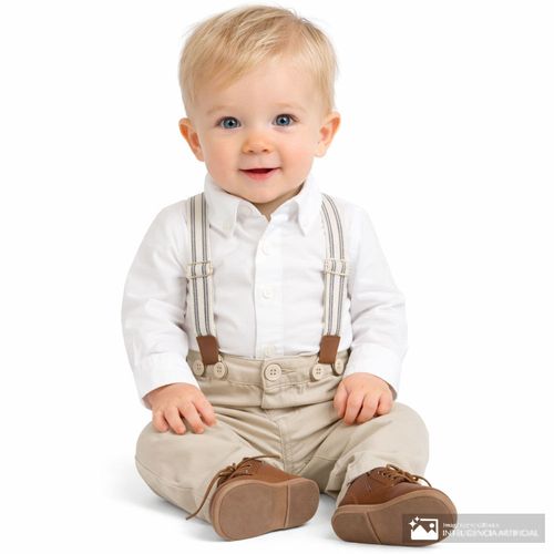 Pantalón khaki con tirantes para bebé niño