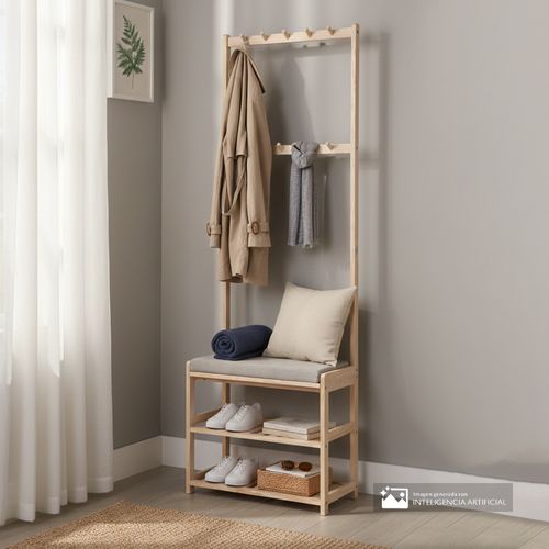 Perchero multifuncional de bambú 59x172 cm