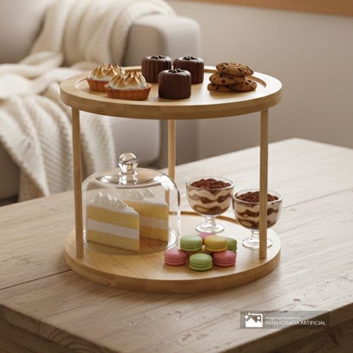 Estante de bambú para postres 21.5x25 cm