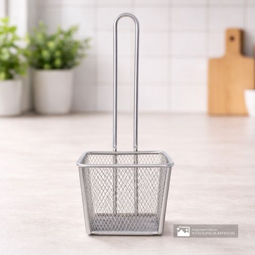 Cesta para freír de acero inoxidable 10x8.5x6.5 cm