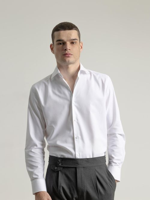 Camisa formal PuroEGO regular fit blanca sólida para hombre