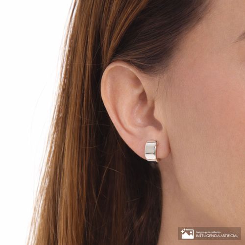 Aretes cortos rectangulares de plata para mujer