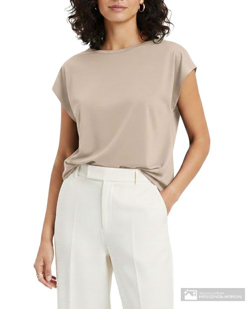 Blusa Nicolle casual beige manga corta para mujer