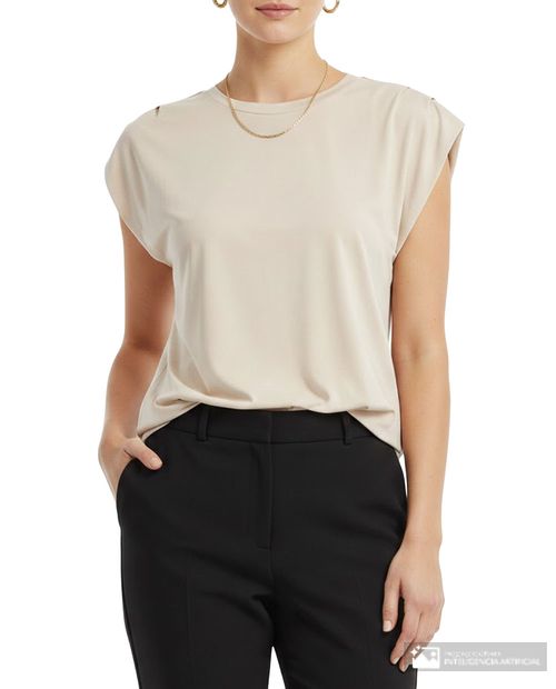 Blusa Nicolle casual beige manga corta para mujer