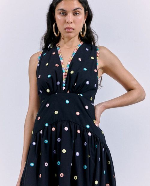 Vestido Sfera bordado espejos sin mangas para mujer