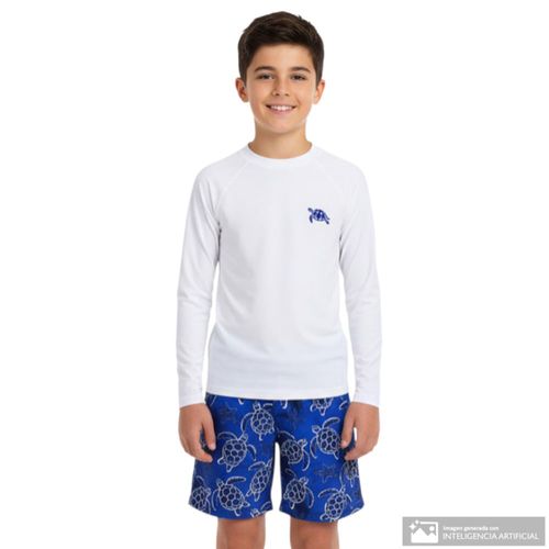 Calzoneta de baño azul con estampado de tortugas para niño