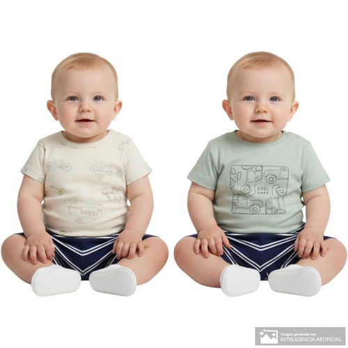 Conjunto multicolor estampado de vehículos para bebé niño