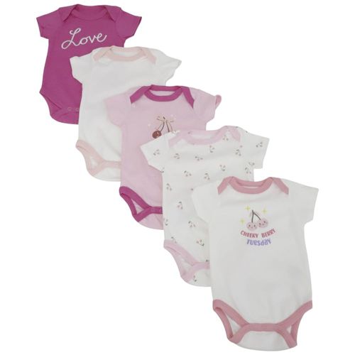 Set de 5 mamelucos multicolor estampados para bebé niña