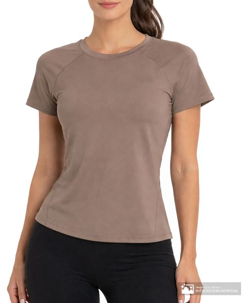 Camiseta deportiva Everlast café manga corta para mujer