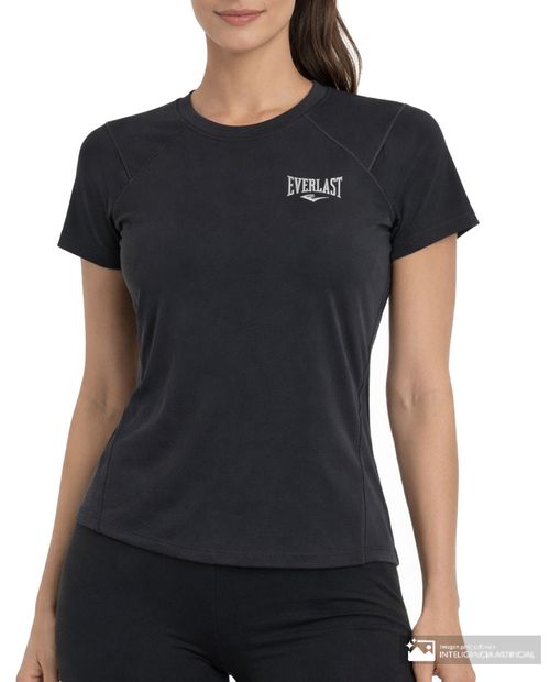 Camiseta deportiva Everlast negra manga corta para mujer